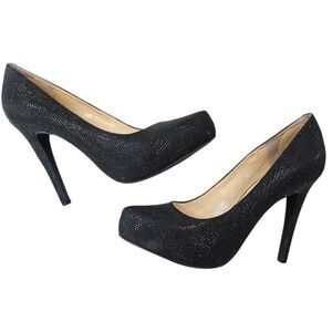 Jessica Simpson Black Glitter Platform Pumps Y2K Glam Stiletto Heels size 9